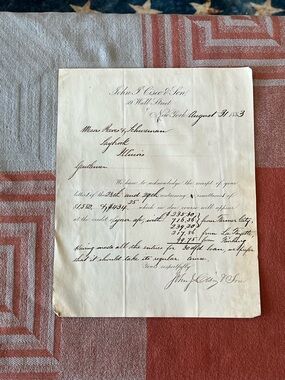 RARE! Original 1883 John I. Cisco & Son Antique Letterhead Document